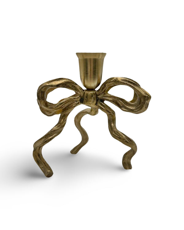 BRASS BOW CANDLE HOLDER